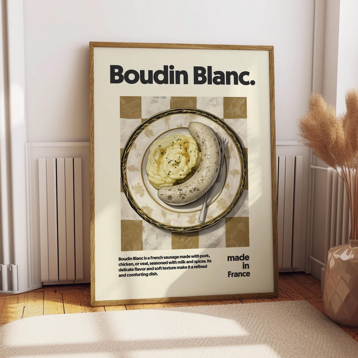 Boudin Blanc French White Sausage with Mashed Potatoes Kitchen Poster