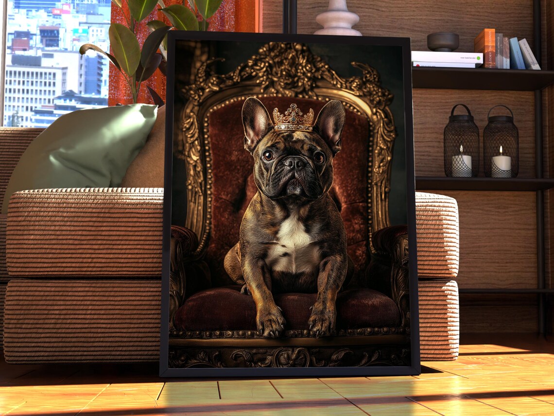Brindle French Bulldog Royal Portrait Art Print