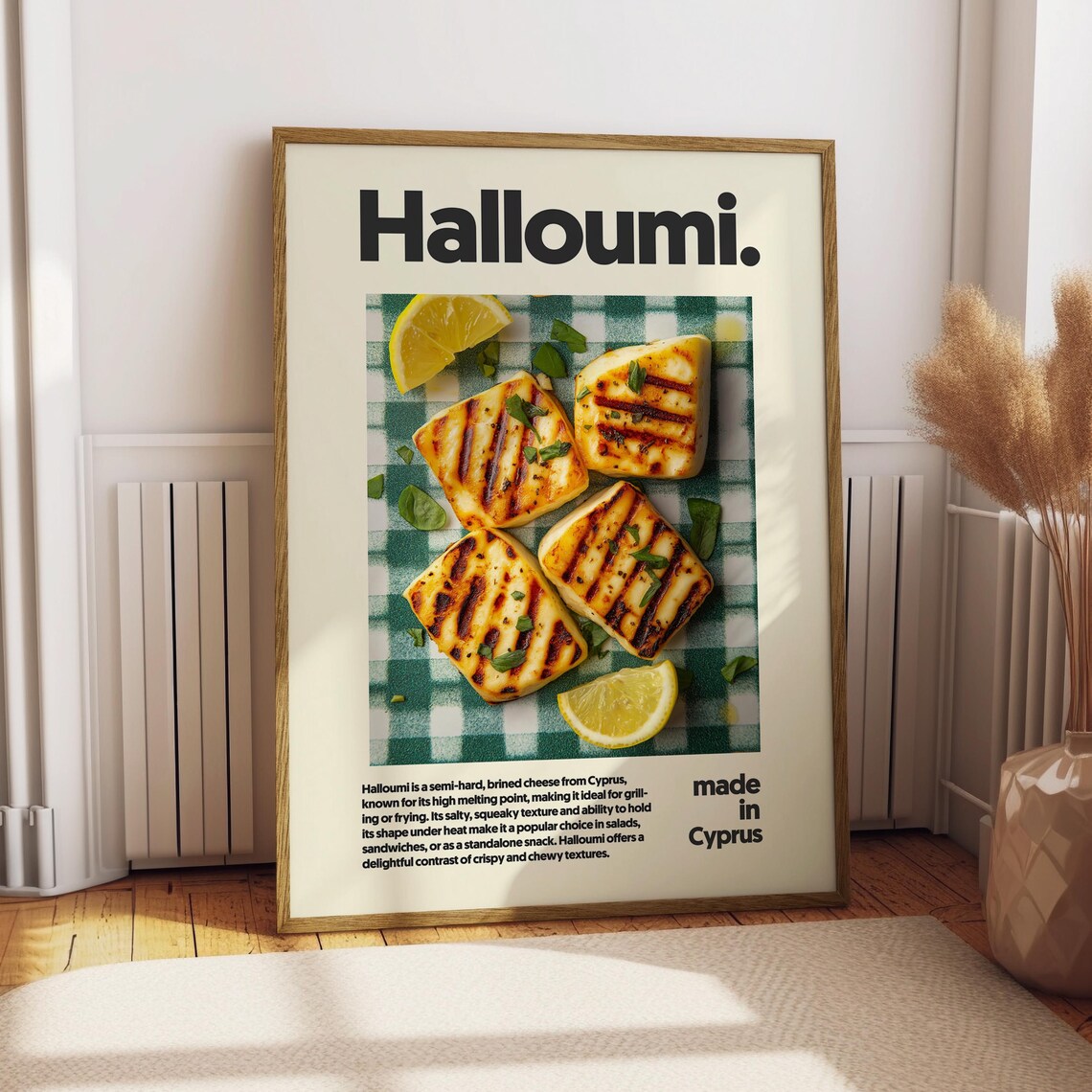 Halloumi Grilled Cheese Made In Cyprus Retro Food Art Poster