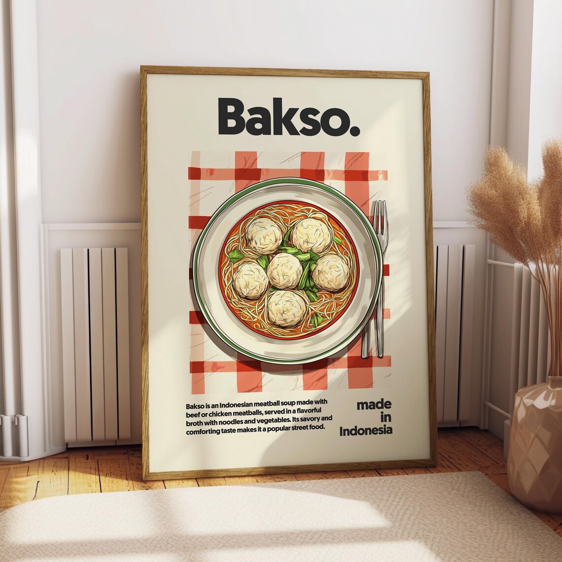 Bakso Indonesian Meatball Noodle Soup Bowl Street Food Poster