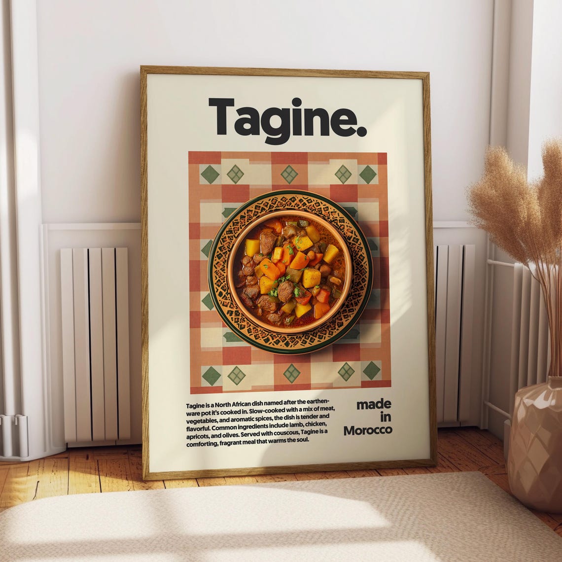 Tagine Moroccan Stew Pot Spice Food Illustration Kitchen Poster