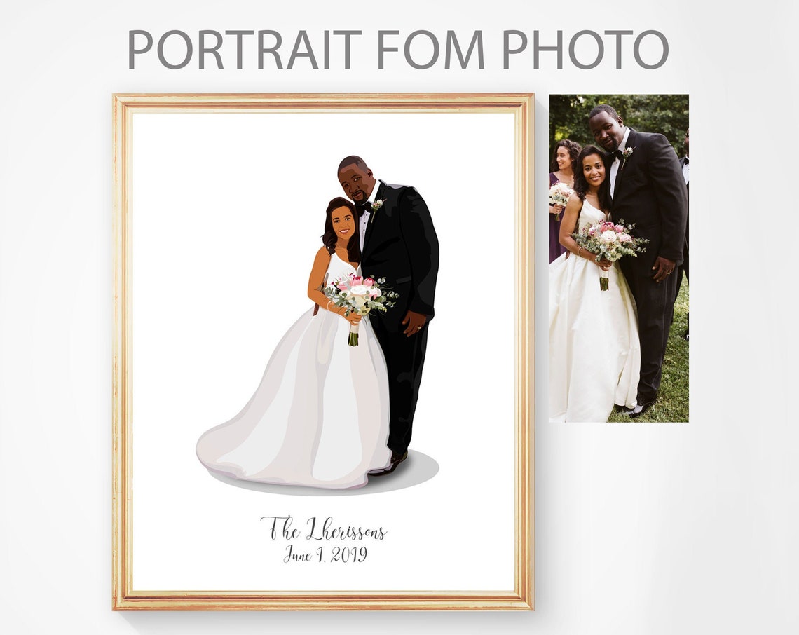 Custom Wedding Family Portrait Personalized Illustration Gift Print