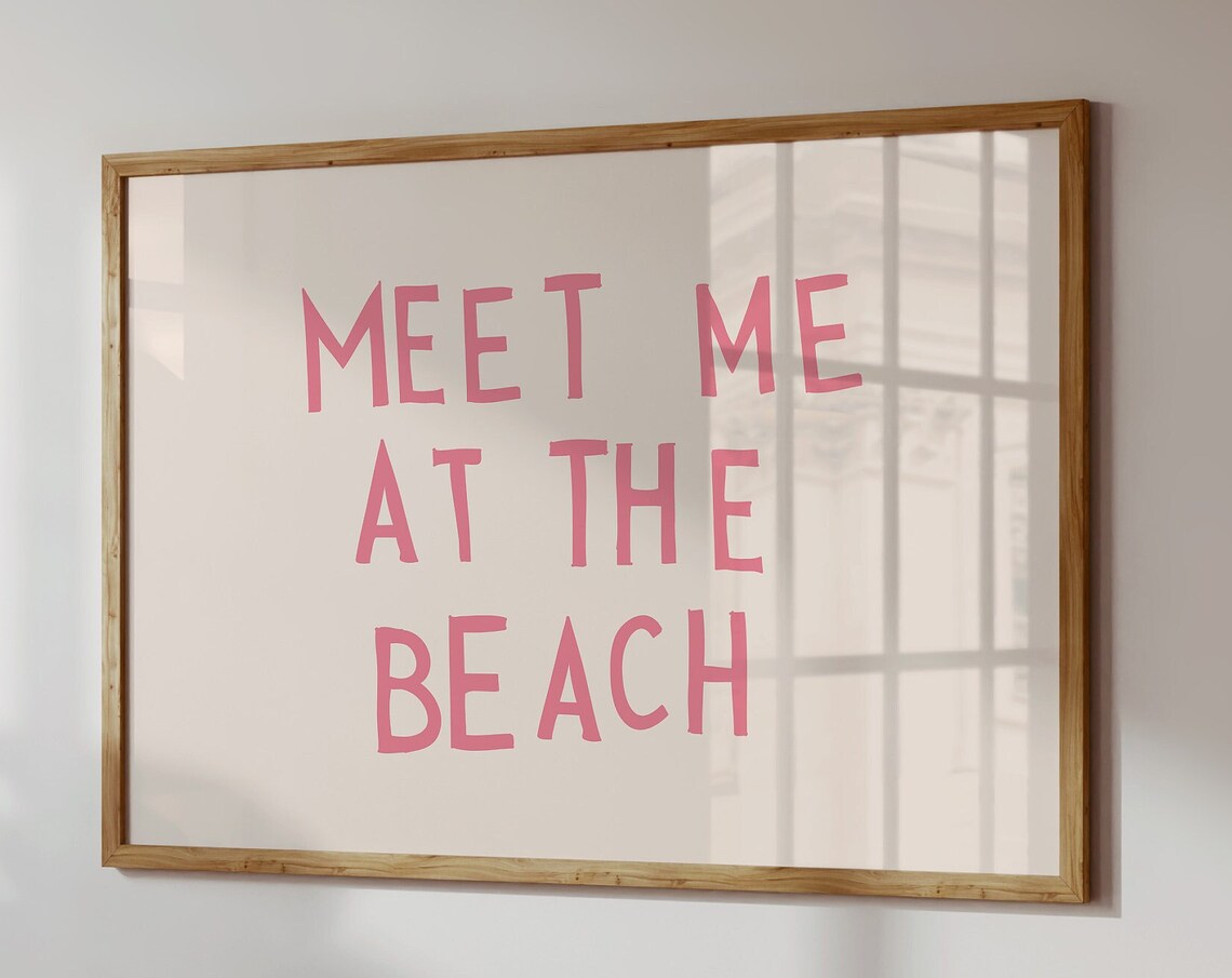 Meet Me At The Beach Trendy Coastal Decor Poster