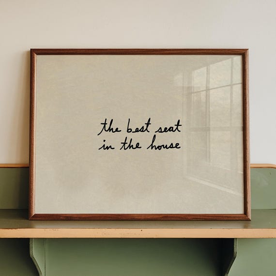 Funny Above Toilet Print Handdrawn Typography Poster Best Seat In The House Digital Download Horizontal