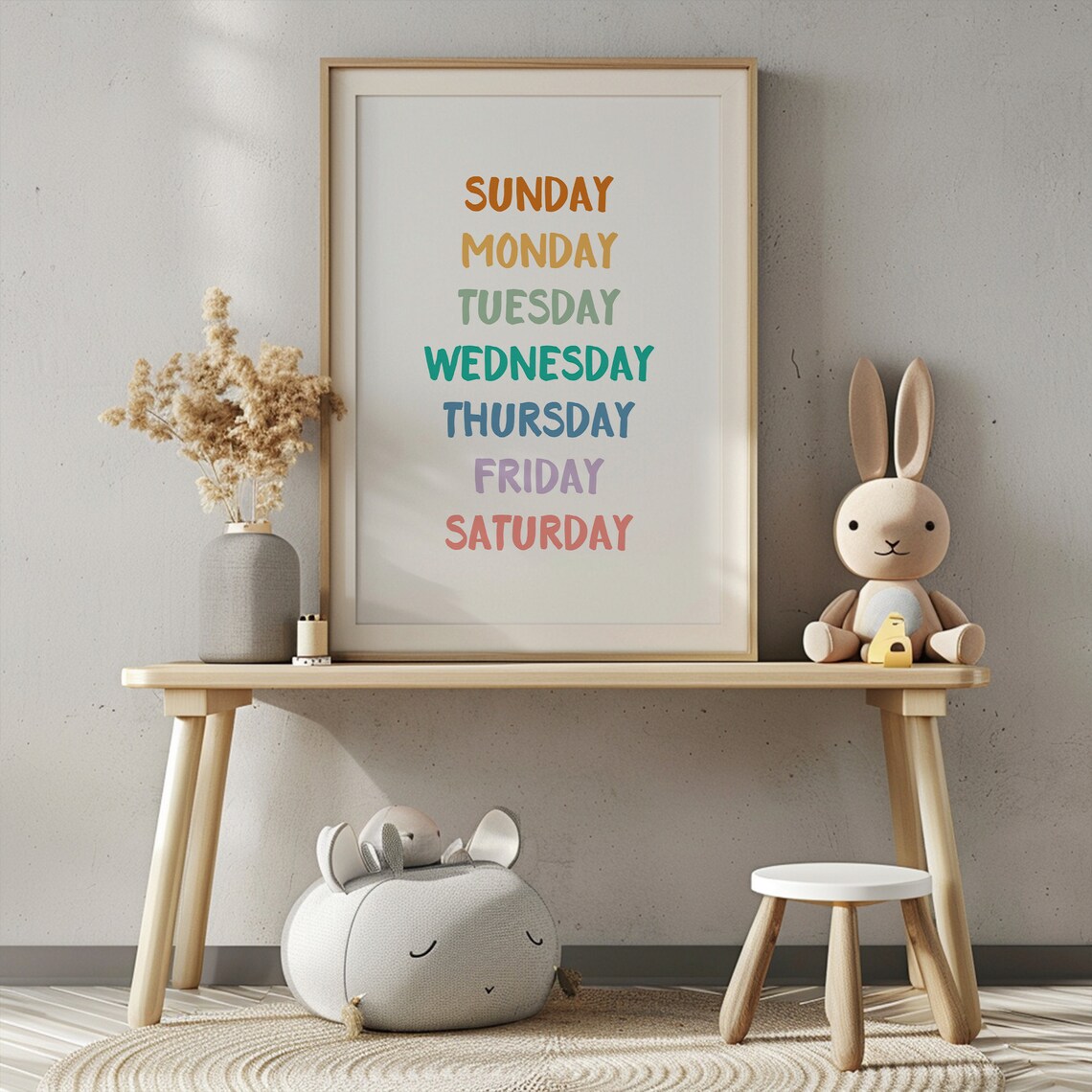Days of the Week Colorful Kids Educational Learning Wall Art - Image 2