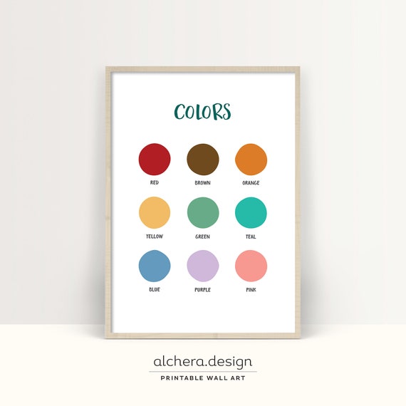 Colors Educational Poster Homeschool Print Learning Colors Classroom Decor Playroom Learning Montessori Rainbow Colors Poster