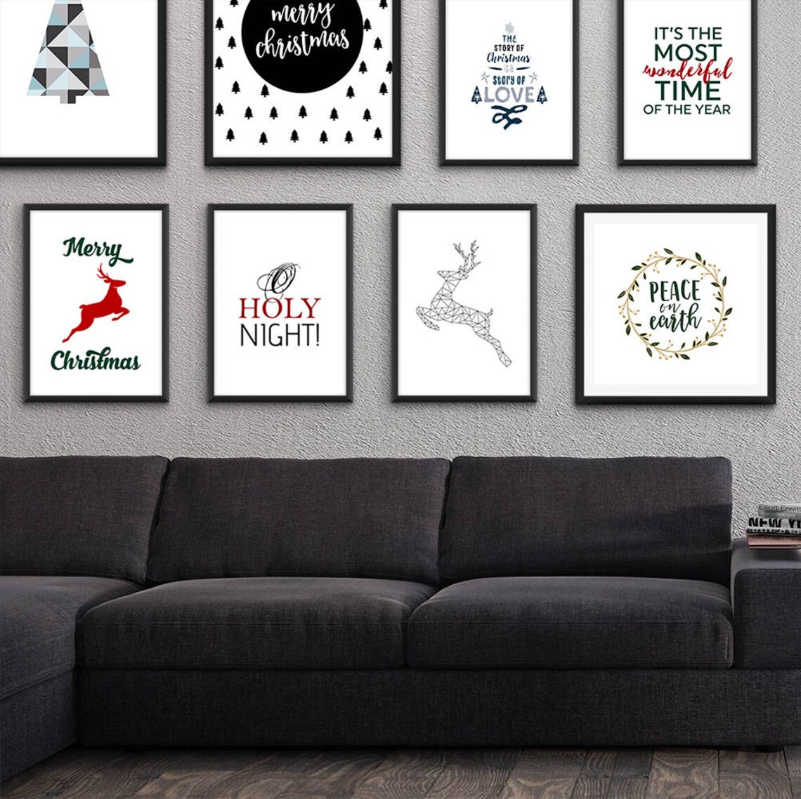 Comfort and Joy Christmas Script Poinsettia Greeting Holiday Poster - Image 2