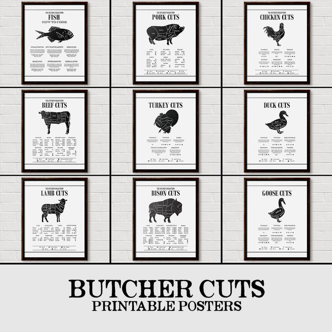 Nom Nom Nom Brush Script Funny Kitchen Bold Food Quote Poster - Image 2