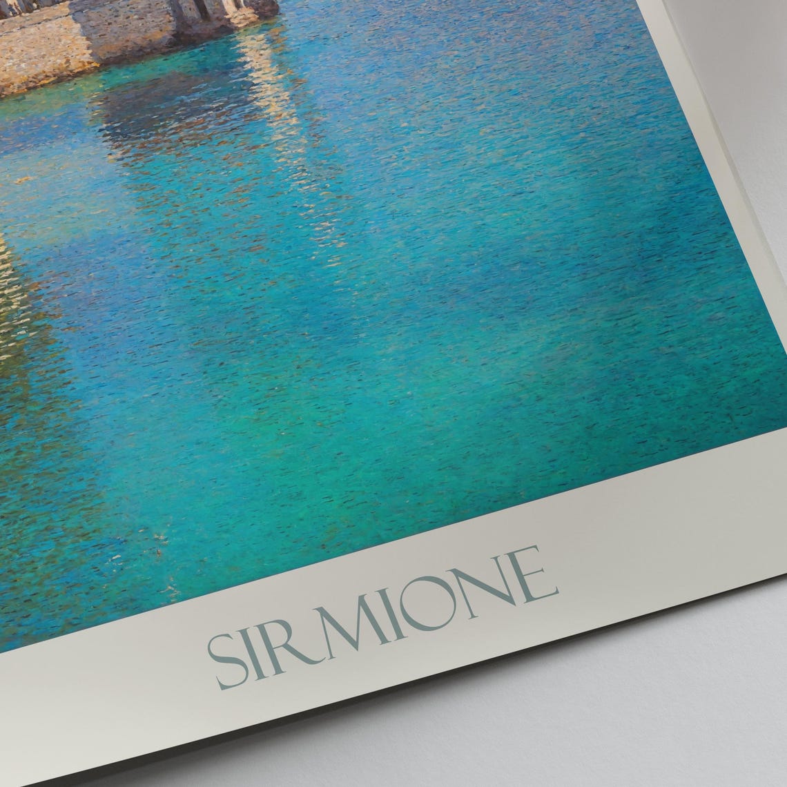 Sirmione Italy Lake Garda Castle Tower Turquoise Water Art Poster - Image 3