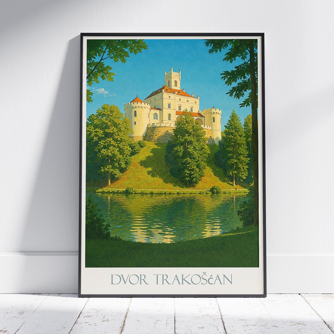 Trakošćan Castle Croatia Lakeside Painted Historic Fortress Poster