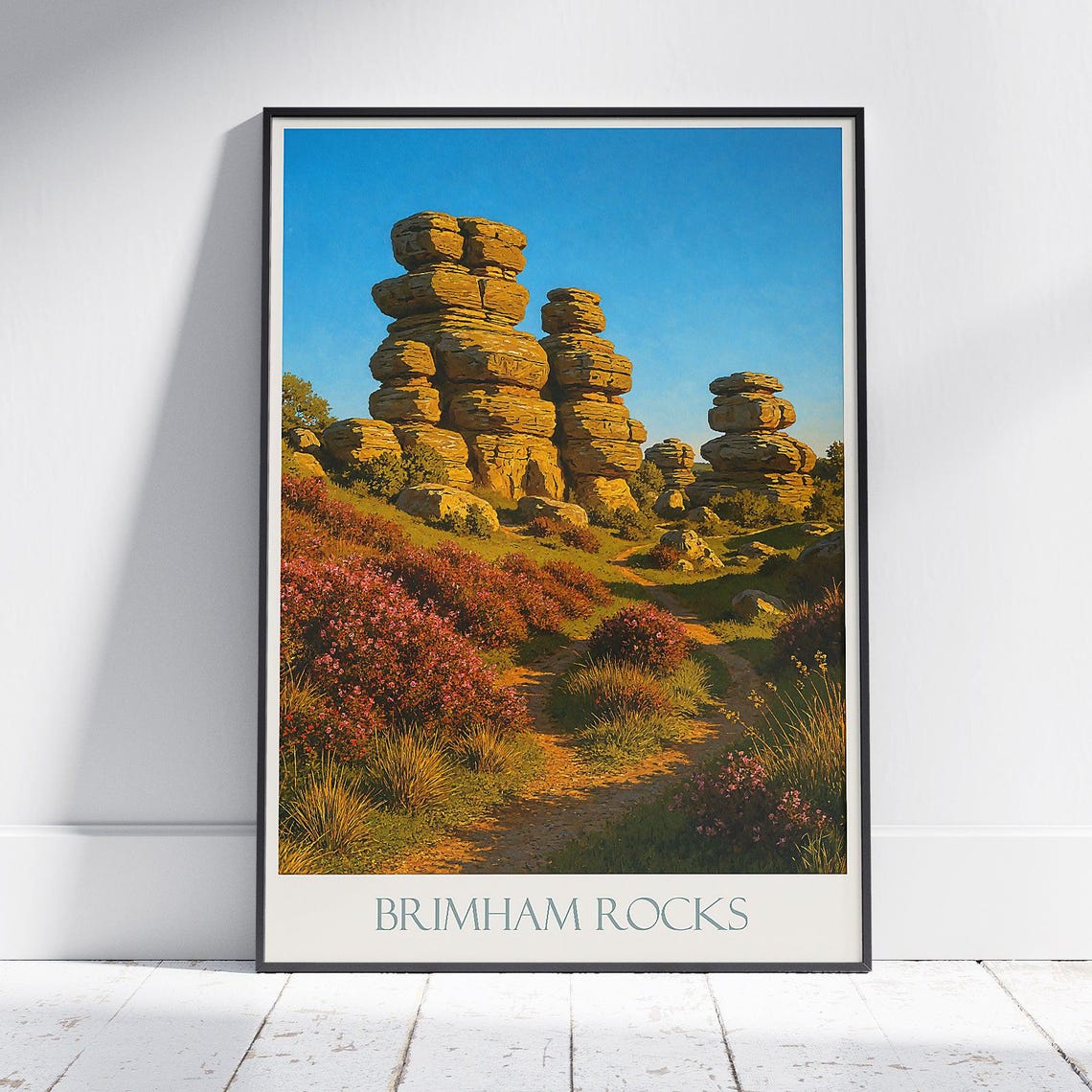 Brimham Rocks Yorkshire Golden Rock Towers Landscape Travel Poster