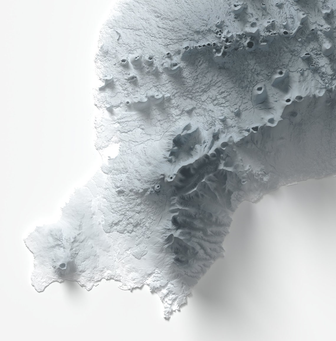 Lanzarote Island Minimalist Relief Topographic Map Grey Poster - Image 2