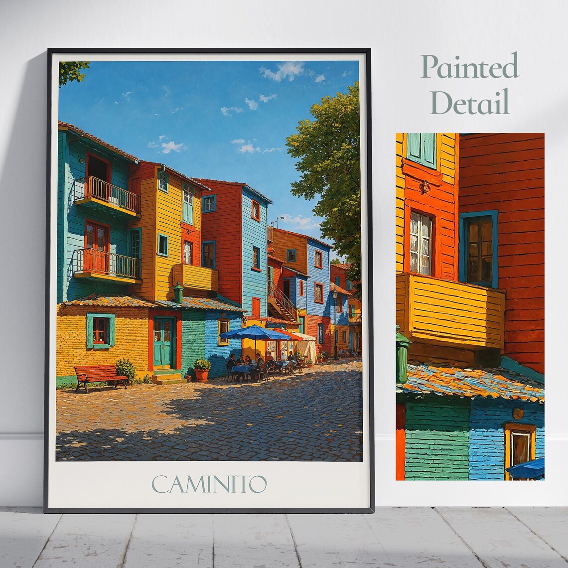 Caminito Buenos Aires Painted Travel Poster Colorful Street Art