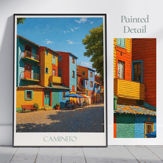 Caminito Travel Poster Buenos Aires Argentina Painted Wall Art Print Vibrant Home Decor Personalized Vacation Gift