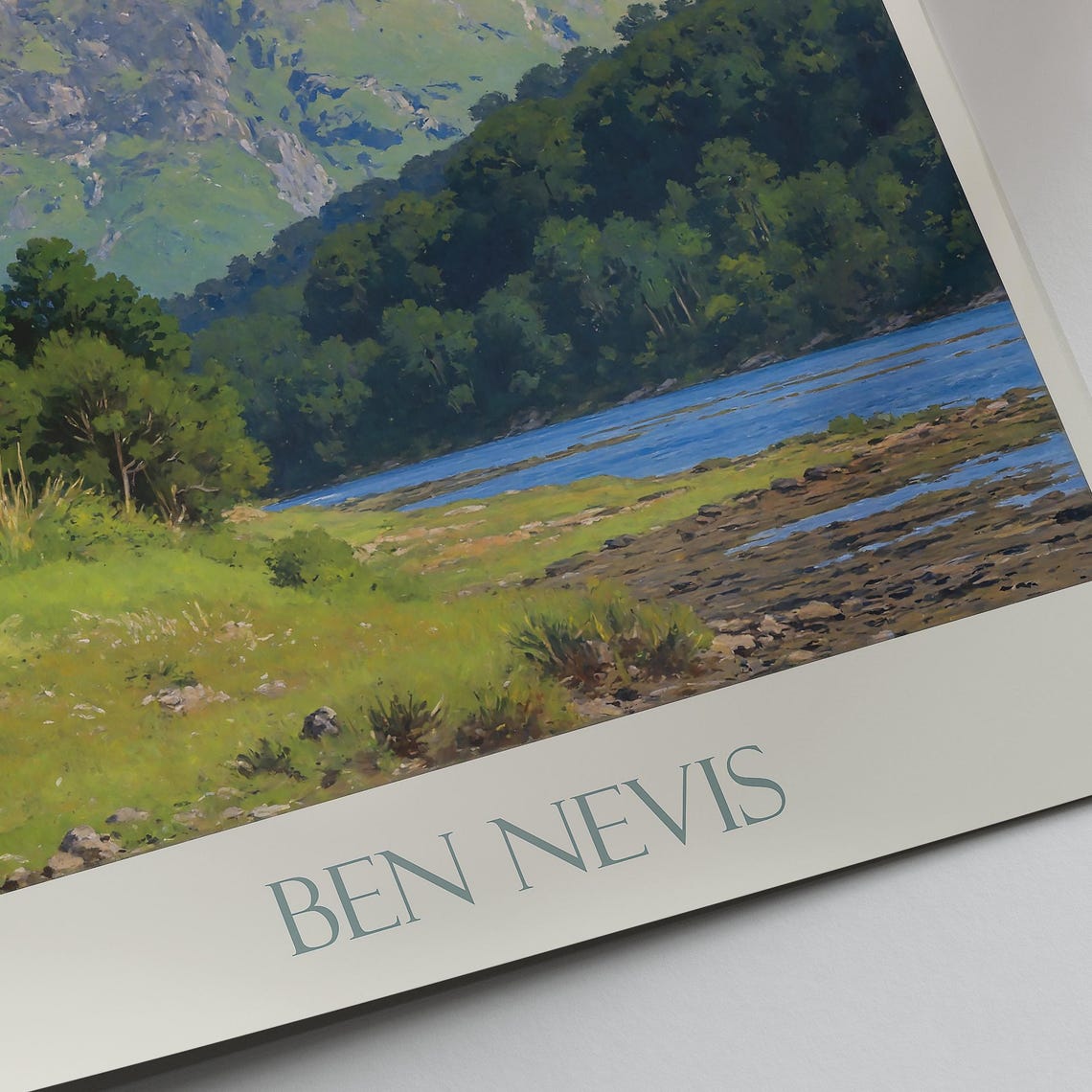 Ben Nevis Mountain Lochan Painted Highlands Scenic Travel Poster - Image 2
