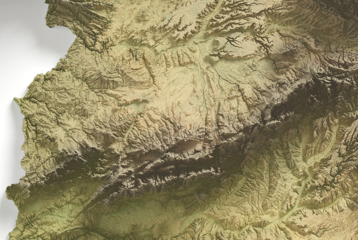 Spain Shaded Relief Topographic Map Minimalist Vintage Print - Image 2