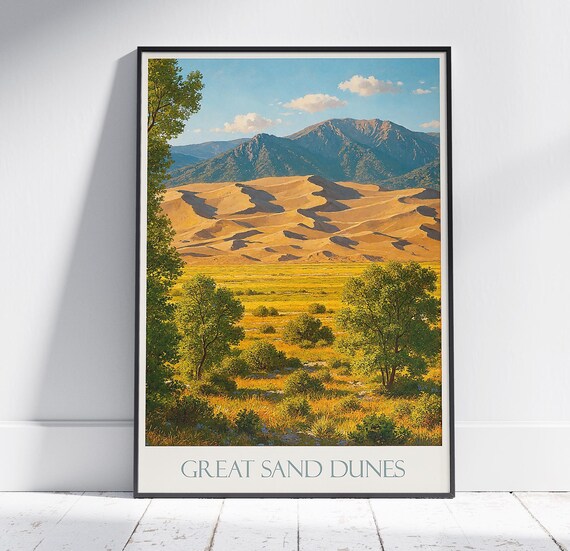 Great Sand Dunes Colorado Desert Mountains National Park Poster