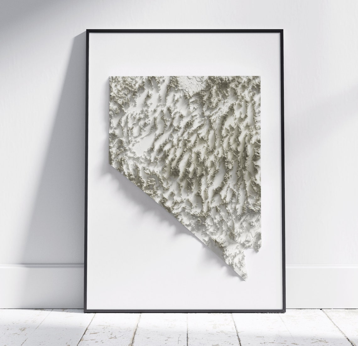 Nevada Topographic Map Minimalist Relief Shaded Modern US State Poster