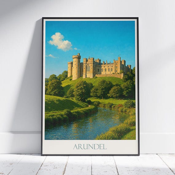 Arundel Travel Print Castle West Sussex Poster Wall Art Home Decor Gift Personalized Framed