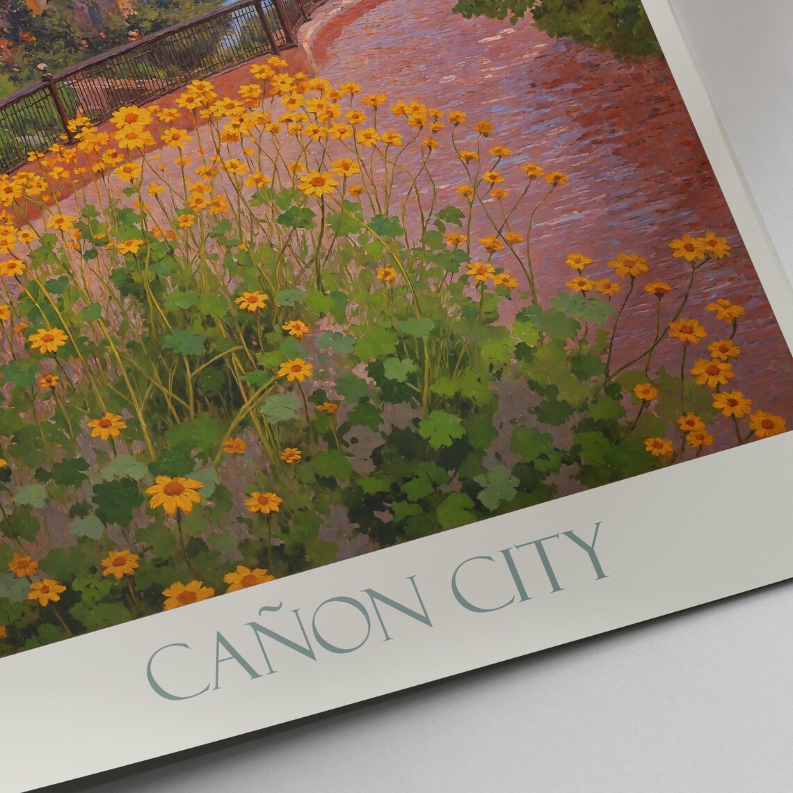 Canon City Royal Gorge Canyon Bridge Wildflower Colorado Travel Poster - Image 3