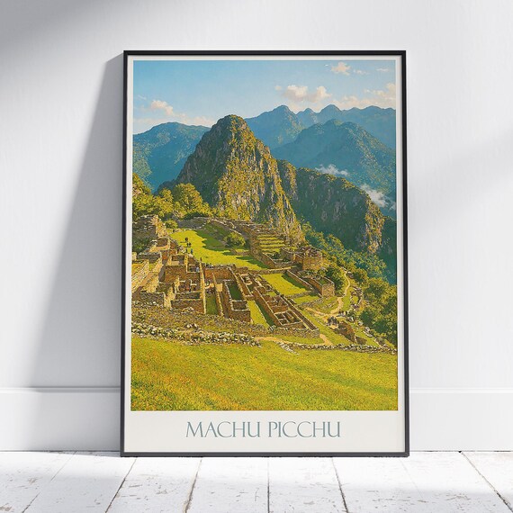 Machu Picchu Travel Poster Ancient Inca Citadel Peru Painted Wall Art Andes Mountain Home Decor Adventure Gift