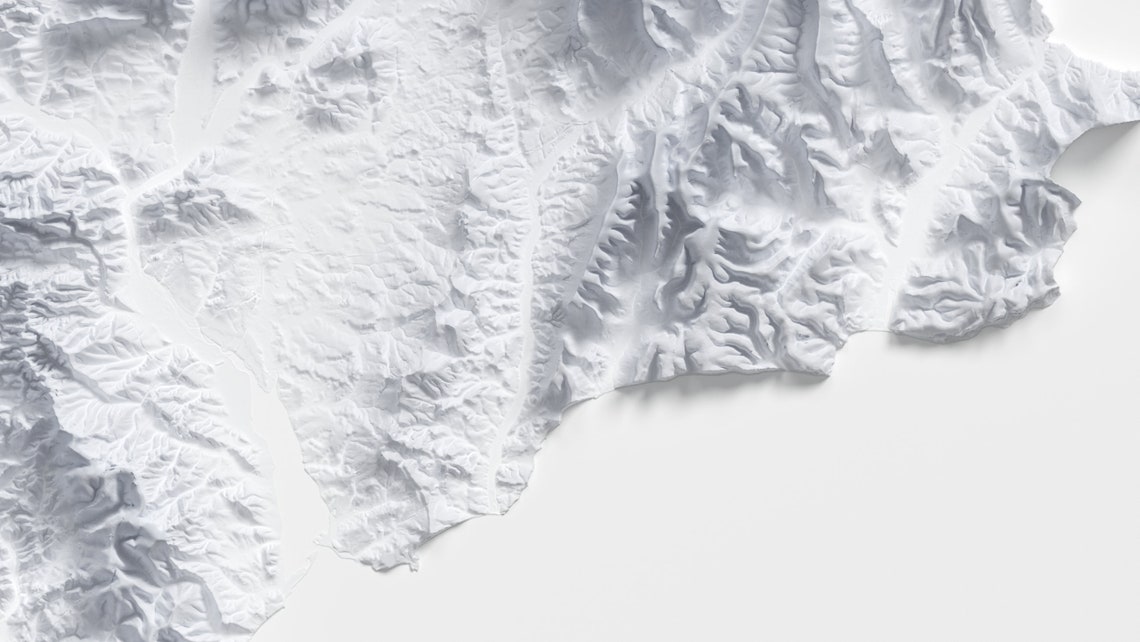 Devon England Minimalist 3D Topographic Shaded Relief Map Wall Art - Image 2