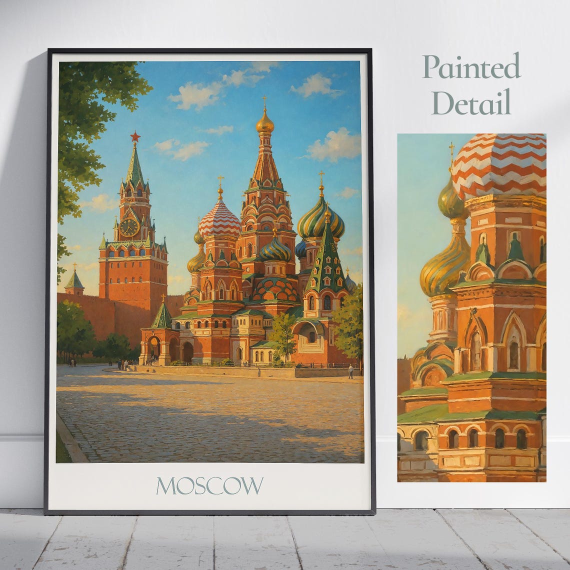 Moscow Red Square Saint Basils Cathedral Painted Landmark Poster