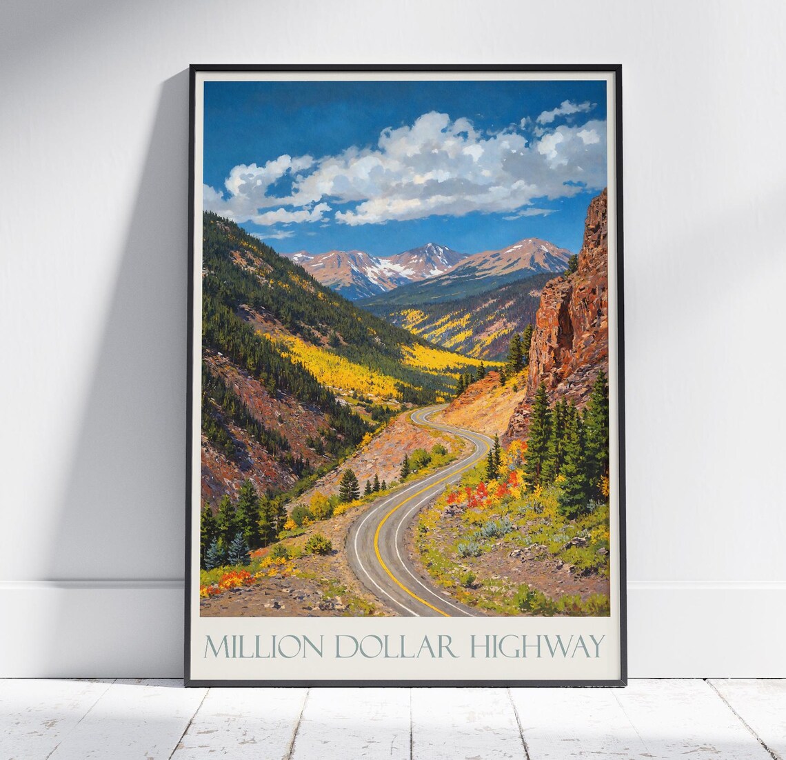 Million Dollar Highway Colorado Autumn Mountain Road Travel Poster