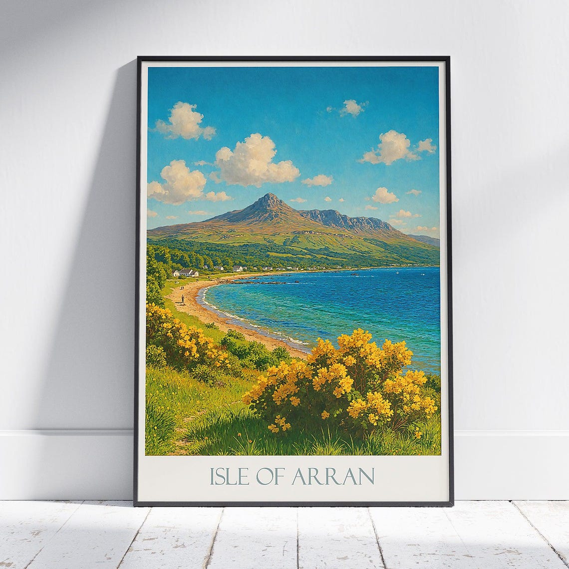 Isle Of Arran Scottish Beach Gorse Flowers Coastal Travel Scene Poster