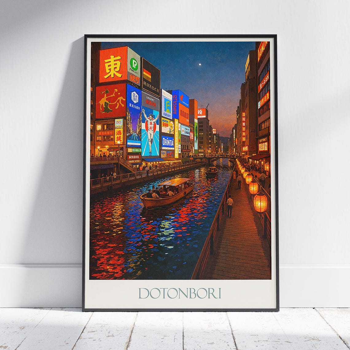 Dotonbori Osaka Night Canal Neon Billboards Japan Travel Poster