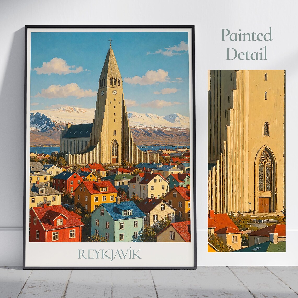 Reykjavík Iceland Hallgrímskirkja Church Cityscape Travel Poster