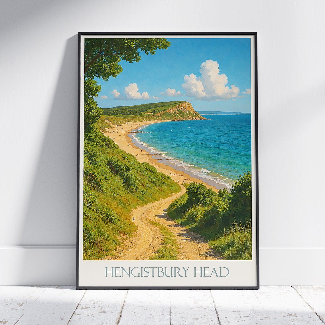 Hengistbury Head Dorset Beach Coast Path Vintage Travel Poster