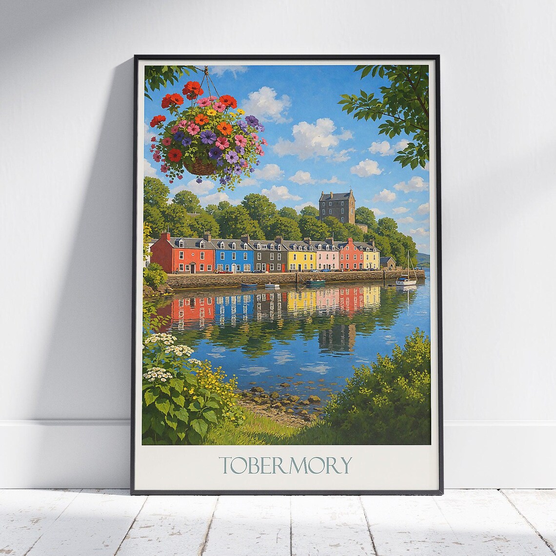 Tobermory Isle of Mull Colorful Harbor Houses Scotland Travel Poster