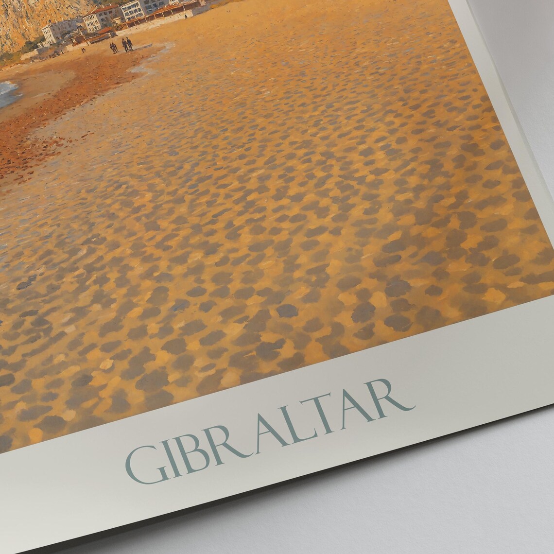 Gibraltar Rock Mediterranean Beach Coastal Painted Travel Poster - Image 2