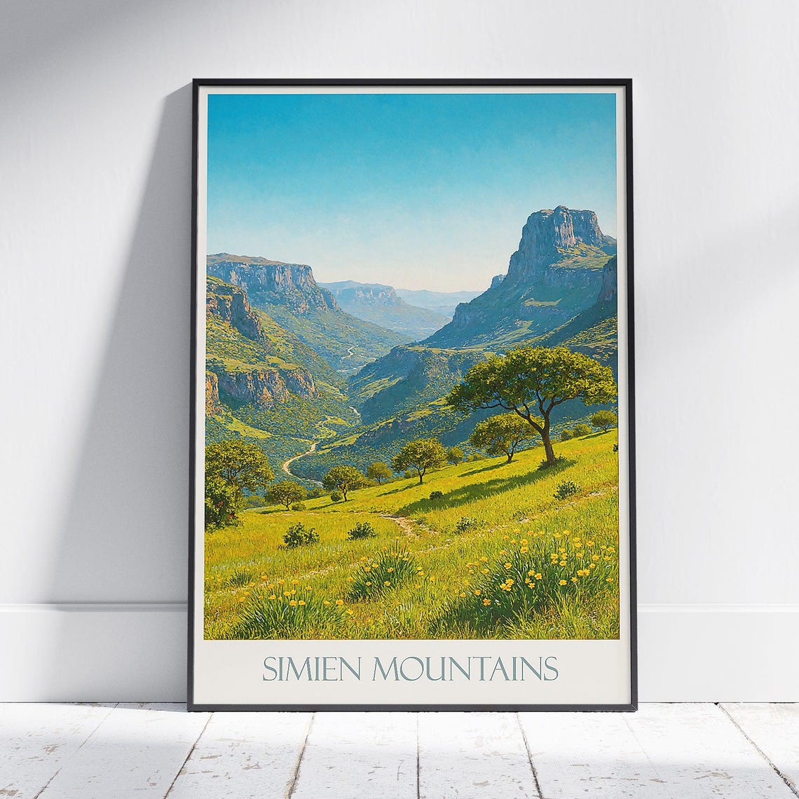 Simien Mountains Green Valley Cliffs Ethiopia Africa Travel Art Poster