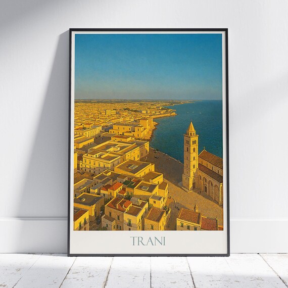 Trani Puglia Coastal Aerial View Cathedral Italy Travel Poster