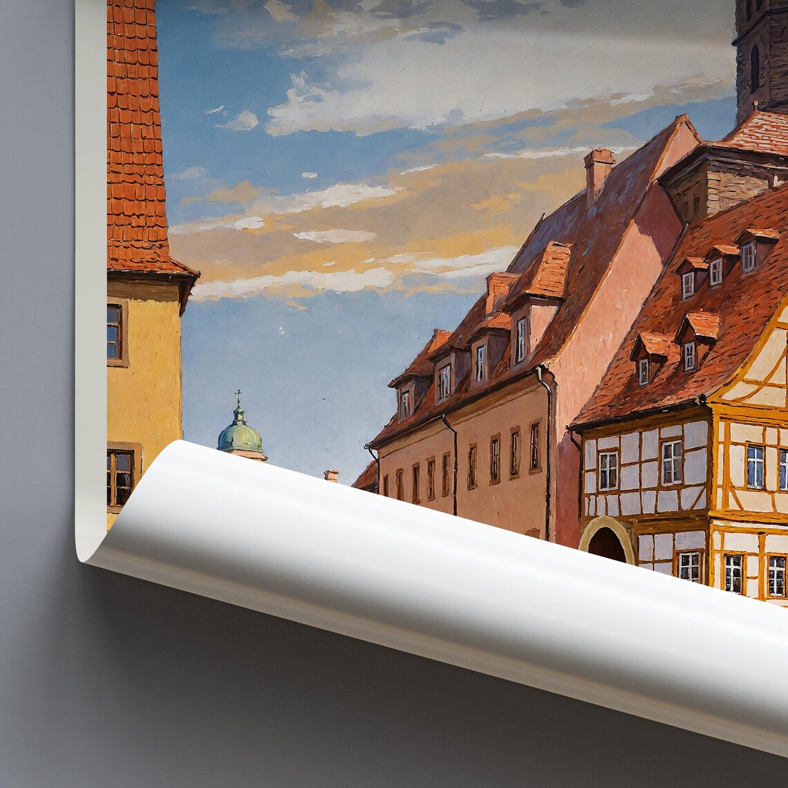 Bamberg Germany Historic Town Hall River Bridge Painted Poster - Image 2
