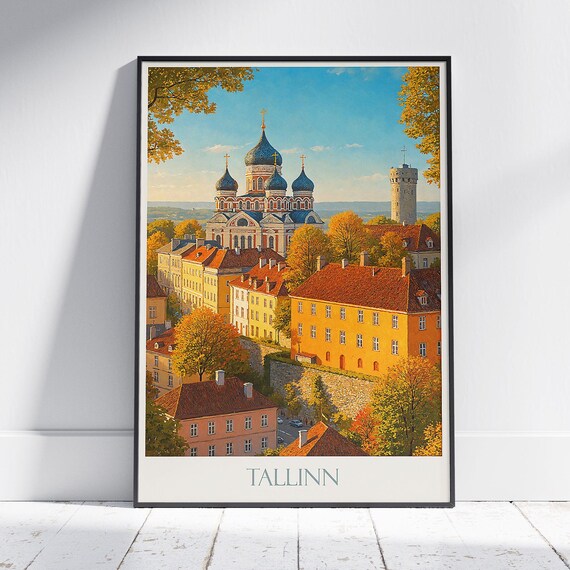 Tallinn Estonia Alexander Nevsky Cathedral Golden Autumn Poster
