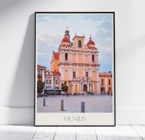 Vilnius Travel Print Lithuania Travel Poster Painted Wall Art Home Decor Framed Personalized Print Vacation Travel Gift