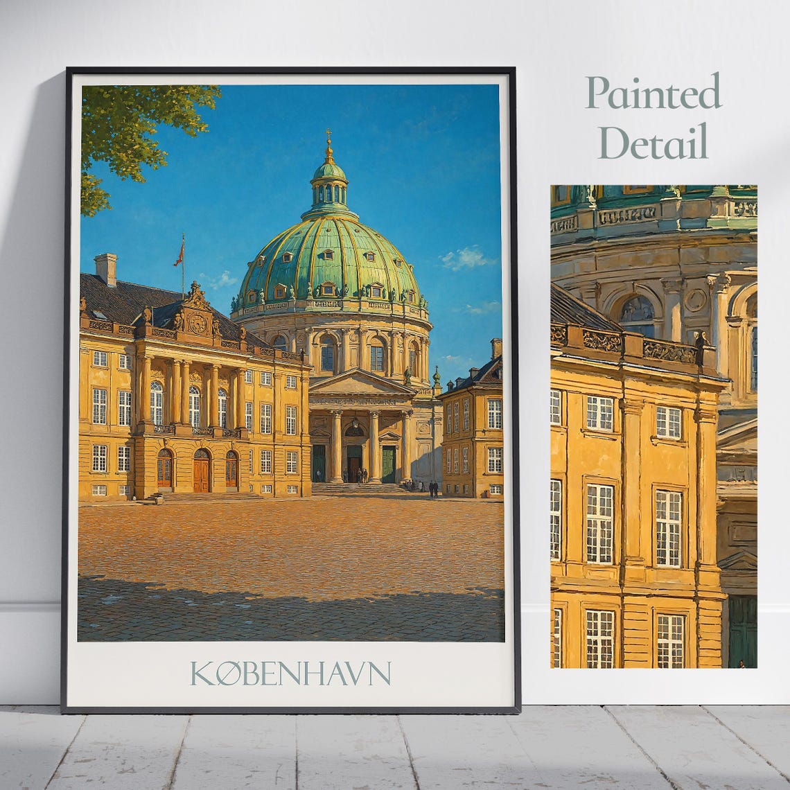 Copenhagen Frederiks Church Marble Dome Painted Denmark Travel Poster