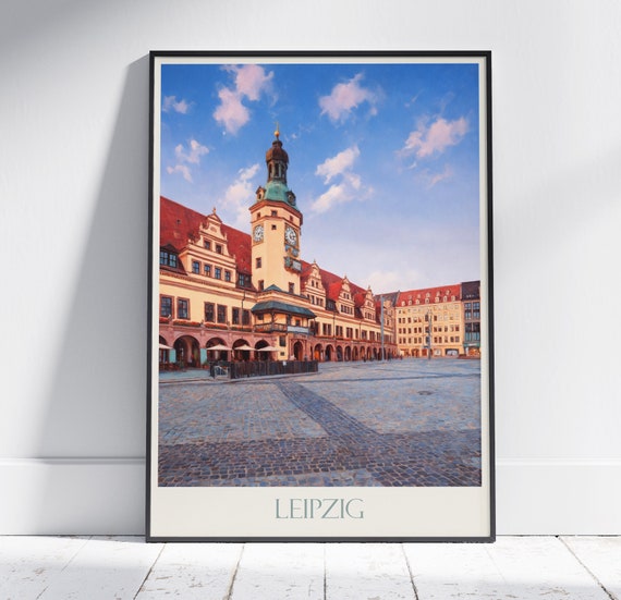 Leipzig Travel Print Germany Travel Poster Painted Wall Art Home Decor Framed Personalized Print Vacation Travel Gift
