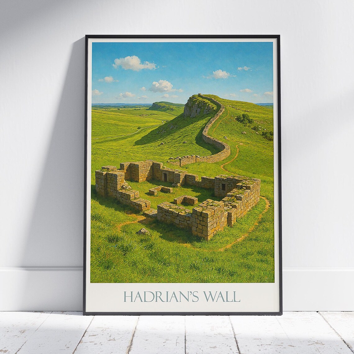 Hadrians Wall Northumberland Roman Ruins Green Countryside Poster