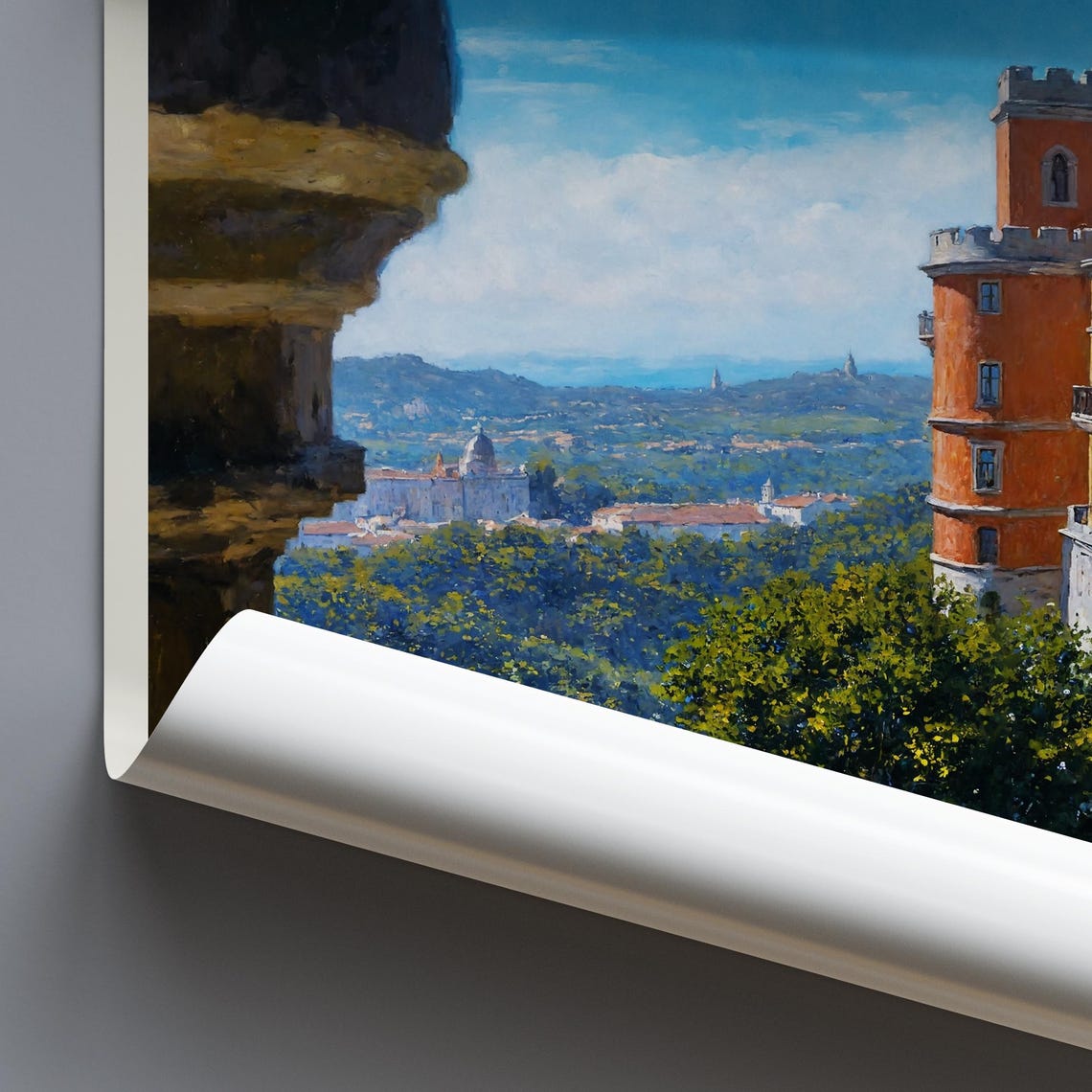 Sintra Pena Palace Painted View Through Stone Arch Gardens Poster - Image 3