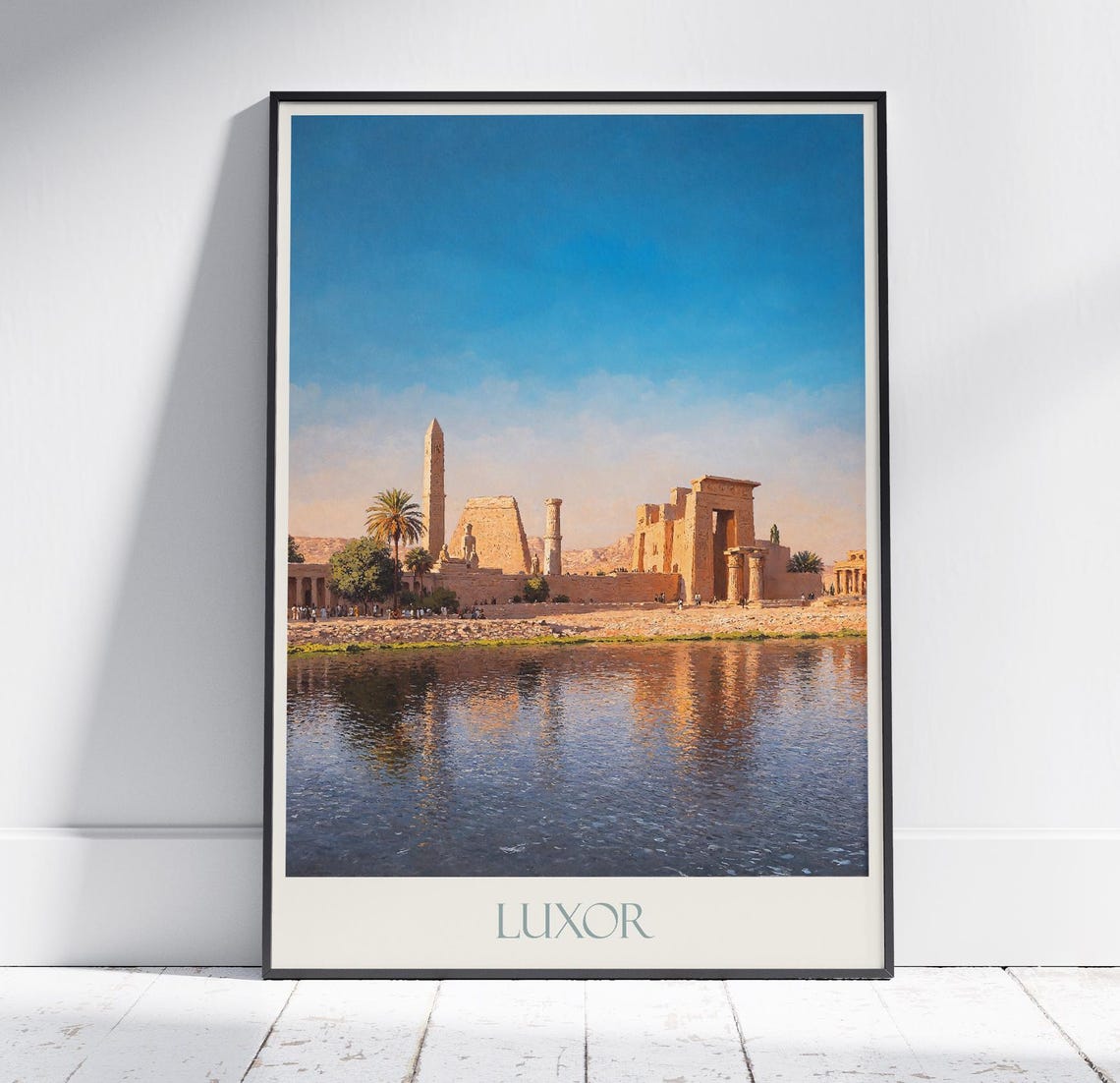 Luxor Egypt Karnak Temple Obelisk Nile Painted Travel Poster