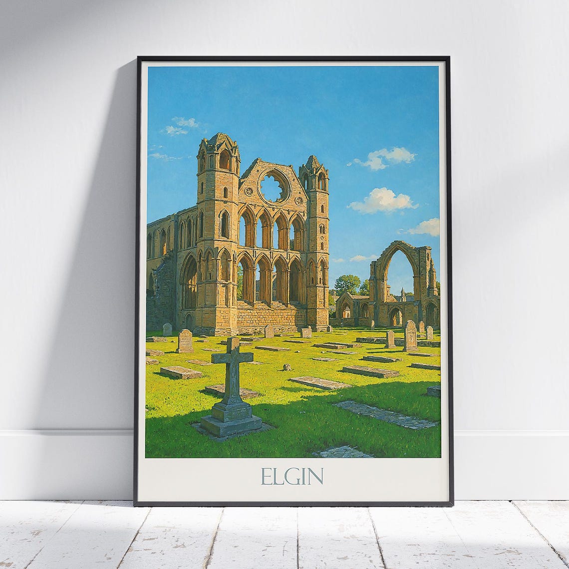 Elgin Cathedral Ruins Scotland Historic Heritage Travel Poster