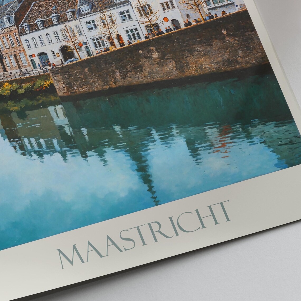 Maastricht Netherlands Riverside Old Town Painted Travel Poster - Image 2