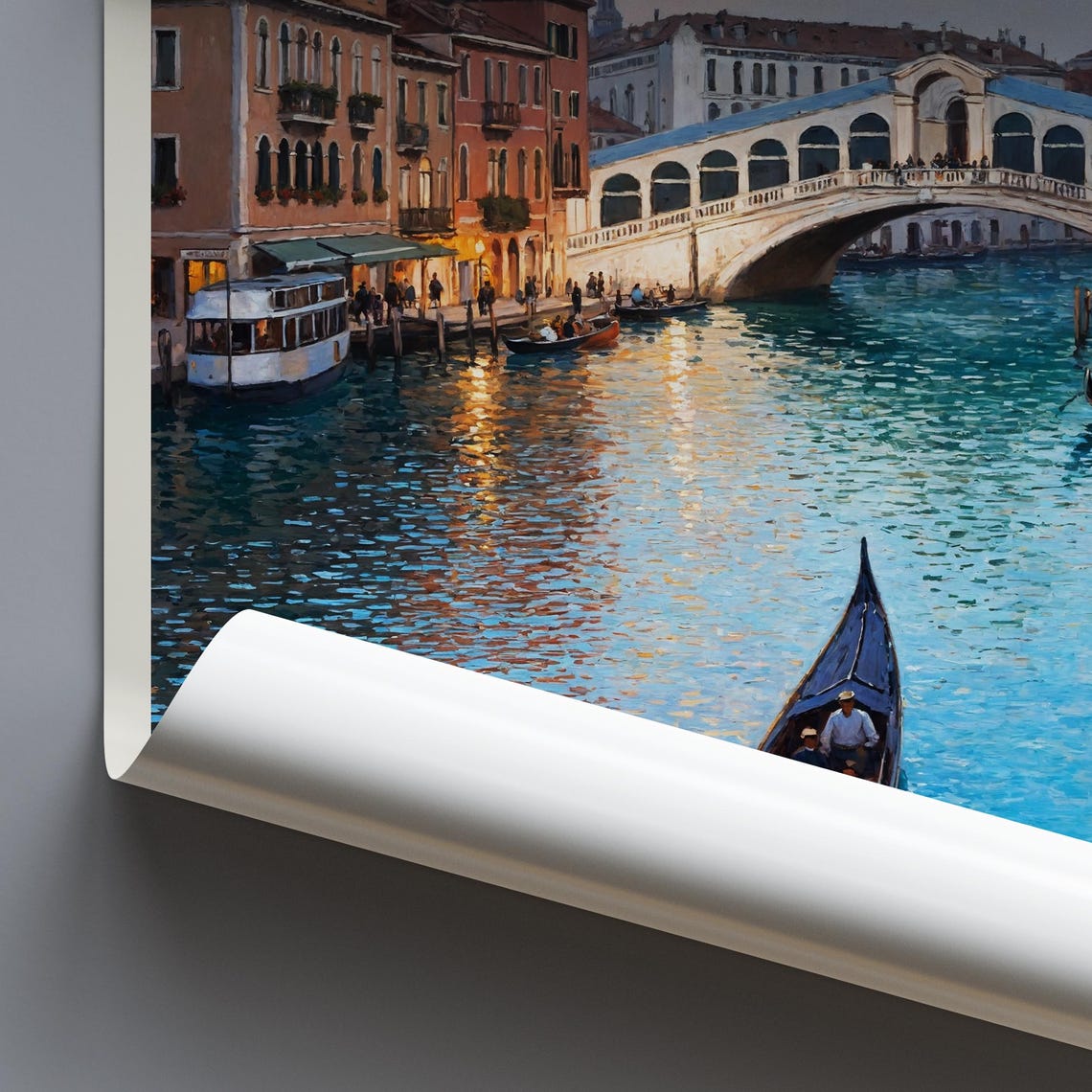 Venezia Italy Rialto Bridge Grand Canal Gondola Sunset Art Poster - Image 4