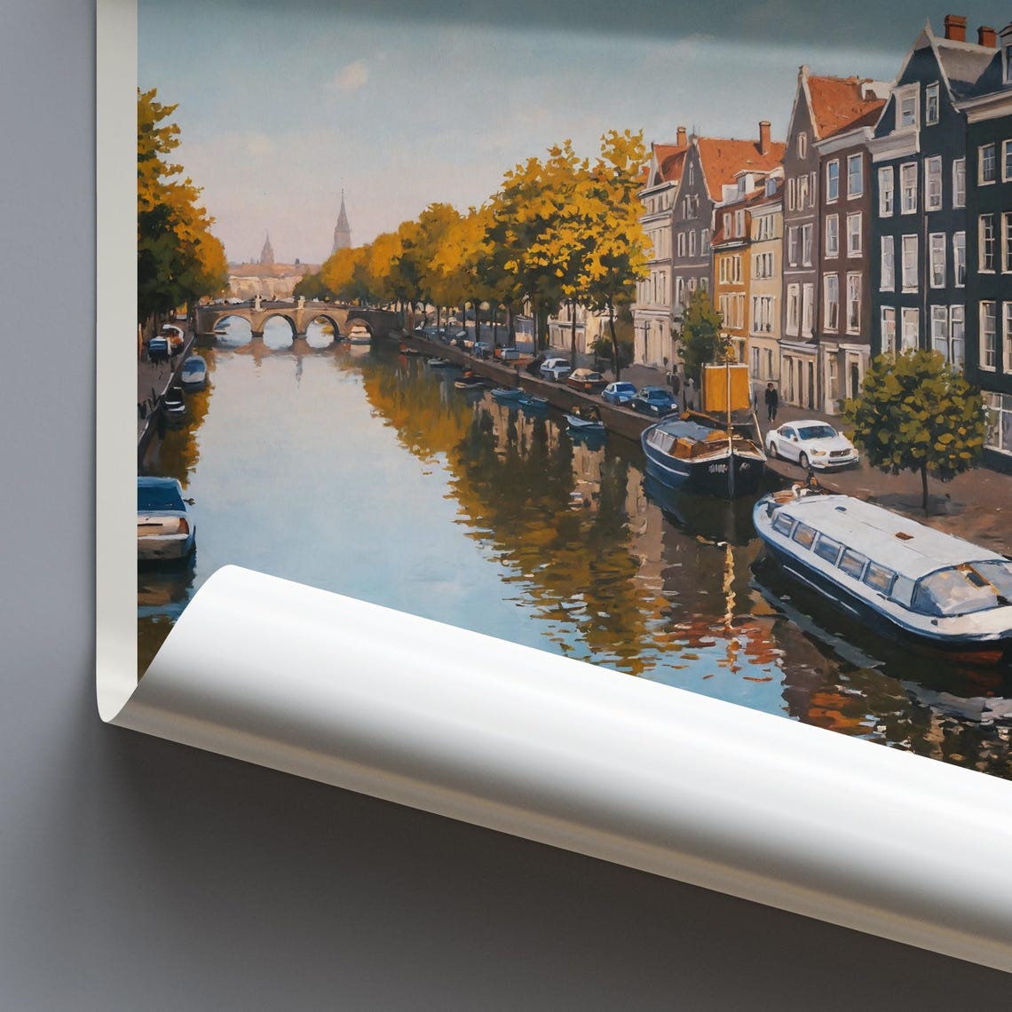 Amsterdam Netherlands Canal Gabled Houses Painted Travel Poster - Image 4