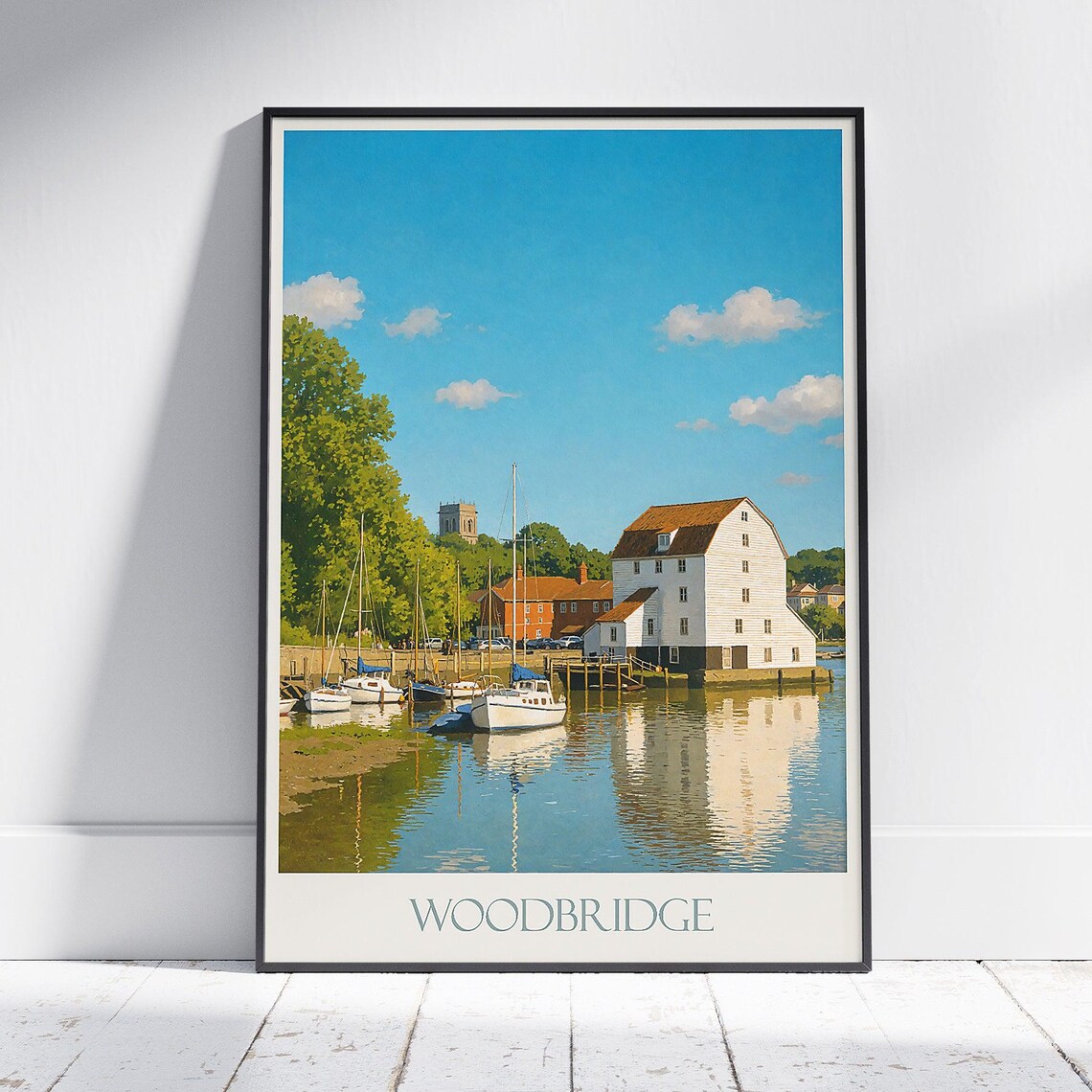 Woodbridge Tide Mill Harbor Sailboats Suffolk Coast Travel Poster