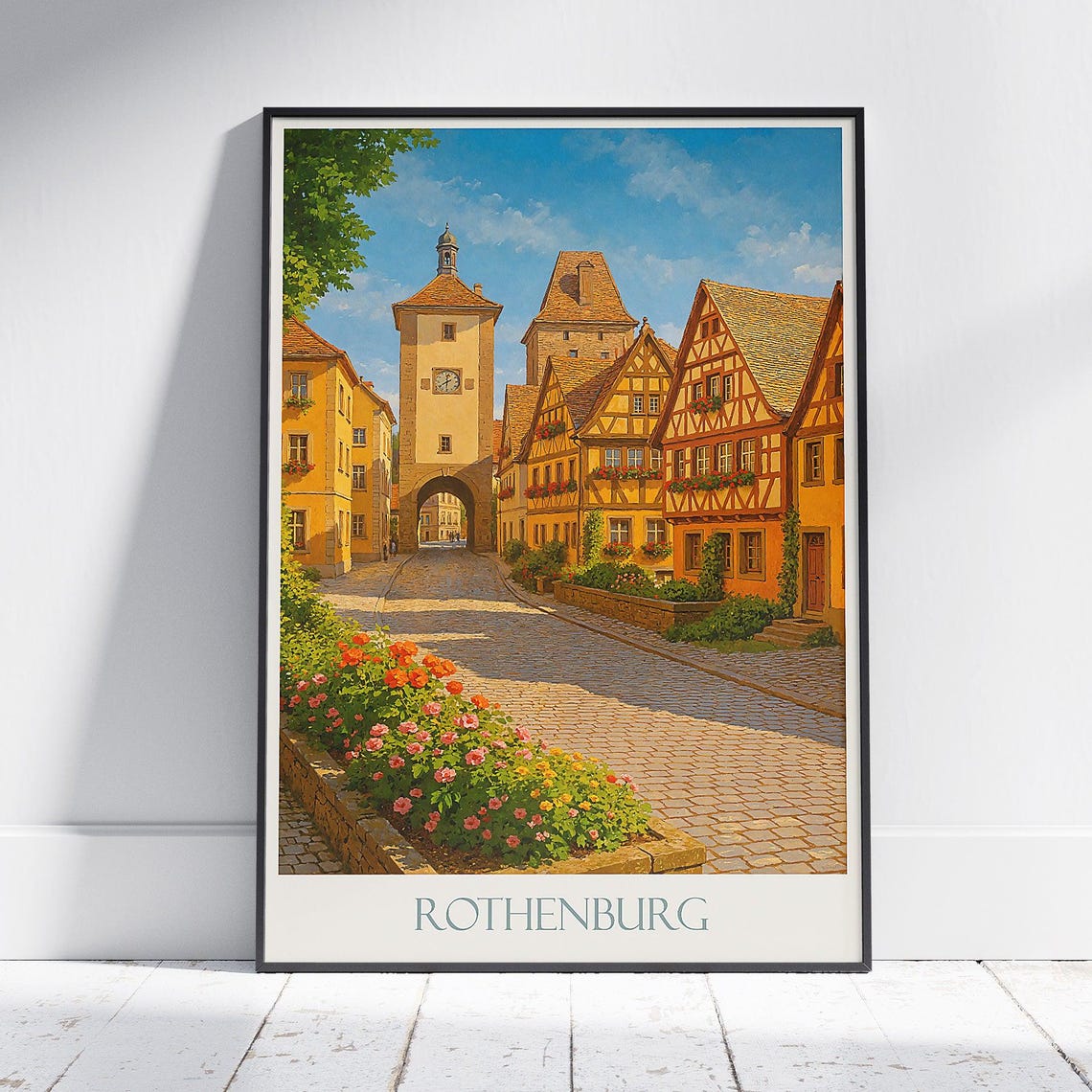 Rothenburg Germany Medieval Half Timbered Old Town Summer Poster